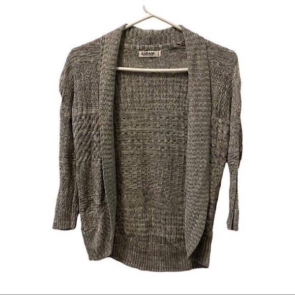 Garage Open Front Gray Knit Cardigan - Picture 1 of 5